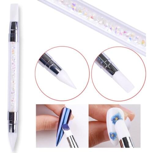 1pcs Nail Art Silicone Brush Sculpture Dotting Pen For Nail Stickers Rhinestone Press On Nail Carving Glitter Brush Tools NLD003