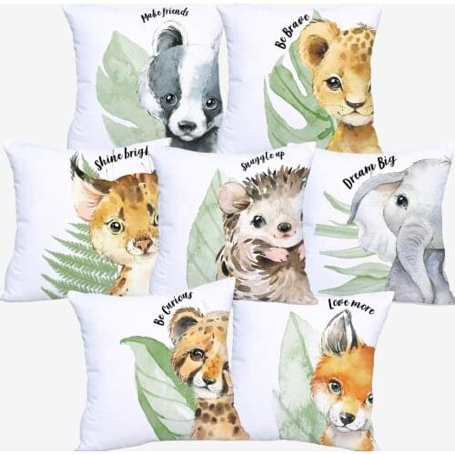 Cute Lovely Little Animals Cushion Covers Baby Kids Fox Bear Hedgehog Leopard Elephant Pillow Case