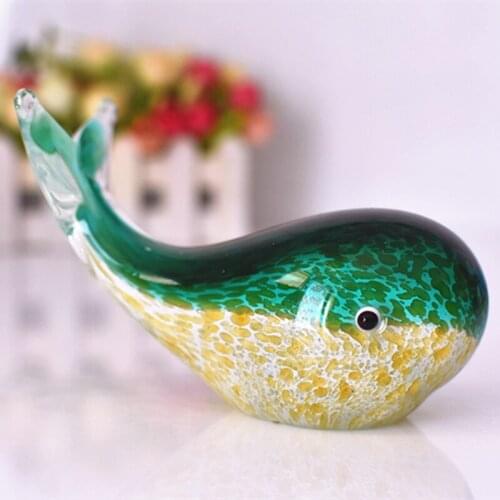Blue Tropical Crystal Fish Glass Sculpture Modern Art Favor Glass Whale Gift Artwork Home Decoration Glaze Figurines & Miniature