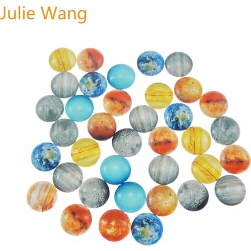 Julie Wang 1 Pack 8-30 mmRound Glass Mixed Galaxy Planet Earth Mars Venus Saturn Cabochon Pendant Earrings Jewelry Accessory