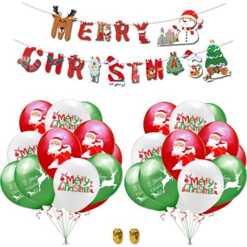 12-Inch New Santa Claus Hanging Flag Combination Balloon Set Merry Christmas Holiday Party Decorations