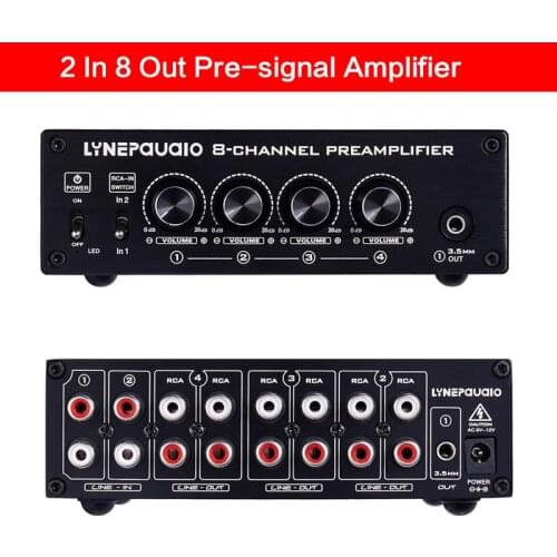 2 In 8 Out Pre-signal Amplifier Splitter Speaker/computer/power Amplifier/comparator Two-way Signal Switcher Sound Quality
