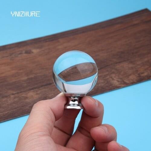40mm 6pcs Smooth Ball Shape modern minimalist Top K9 Crystal ball round single hole Kitchen Closet door handle Drawer Cabinet