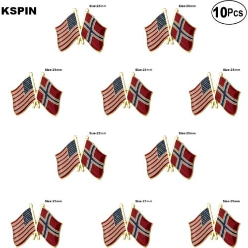 U.S.A.& Norway Lapel Pin Flag badge Brooch Pins Badges 10Pcs a Lot