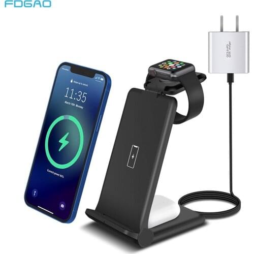 3 in 1 Wireless Charger Stand 15W Qi Fast Charging Dock Station for Apple Watch iWatch 6 AirPods Pro For iPhone 12 11 XS XR X 8
