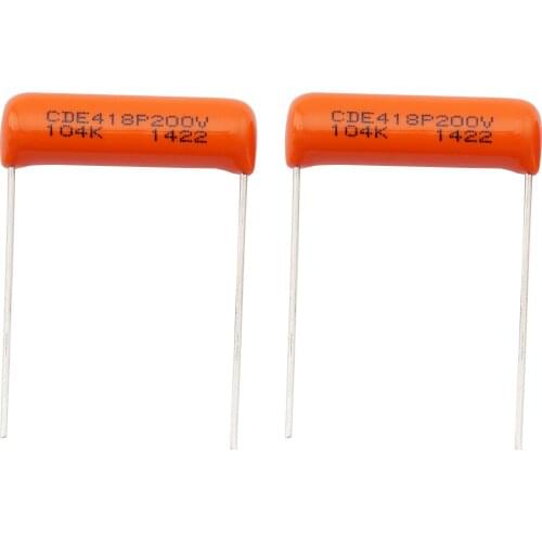 CDE Sprague Orange Drop Capacitors Tone Caps .1uF 418P 104K 200V for Guitar or Bass (Set of 2)