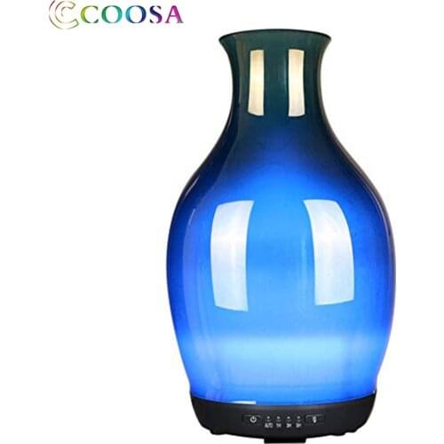COOSA 3D Glass Vase Design Air Humidifier 250ml Essential Oils Diffuser Cool Mist Ultrasonic Humidifier for Bedroom Office Gift