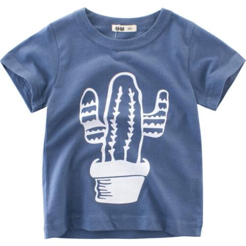 2021 Summer T-Shirts Kids Boys Girls Cotton Short Sleeves Tops Childrens Clothing Cactus Print Tee Toddler Shirts Dropship 10Y