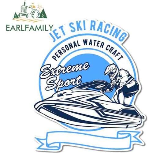 EARLFAMILY 13cm x 11cm for Jet Ski Racing Vector Illustration Car Stickers Motorcycle Decal Air Conditioner Personality Graphics