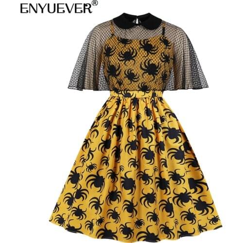 Enyuever Gothic Dress Two Piece Set Cape Cloak Peter Pan Collar Spaghetti Strap Vestido Vintage Halloween Dress Streetwear Robes