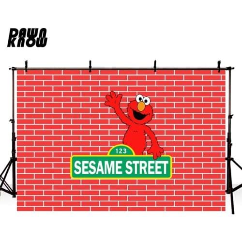 DAWNKNOW Red Brick Wall Photography Background Photocall Sesame Street Baby Photo Shoot Backdrop Children Photo Studio lv2687