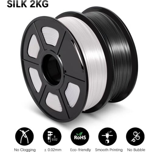 GOHIGH 2 Rolls SILK PLA 3D Printer Filament 1.75mm 2KG Shine Colorful Silk Effect For 3D Printing