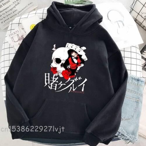 Japanese anime Kakegurui hoodie dark cartoon Gambling school print loose punk Women Sweatshirt vintage Harajuku Gothic hoodie