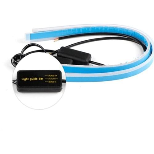 HUIJIA 45cm 1 pair Flexible Car DRL Running Turn Signal White/Amber/Red LED Flowing Bar Silicone Daytime Running Light