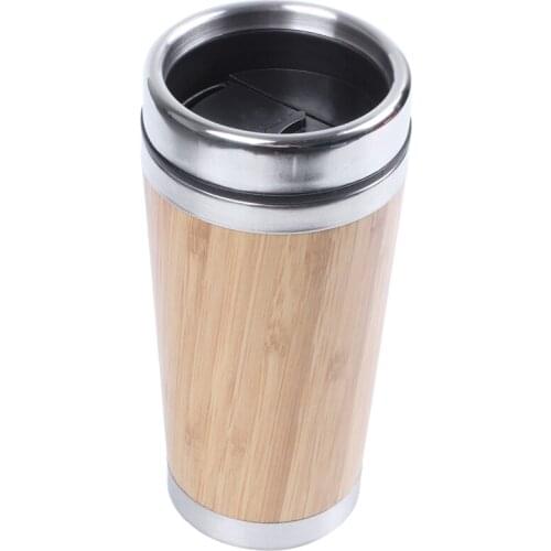 Quality Bamboo Coffee Cup Stainless Steel Coffee Travel Mug With Leak-Proof Cover Insulated Coffee Accompanying Cup Reusable Cup