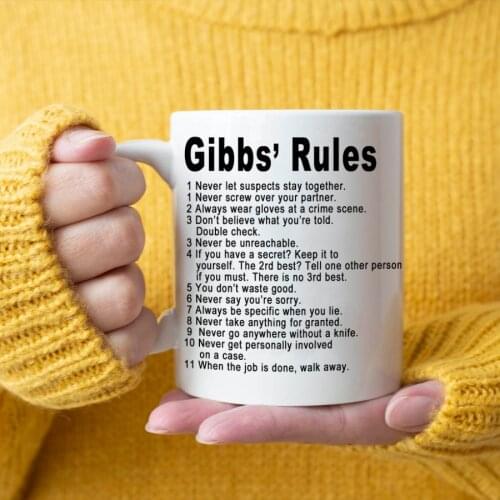 Funny Gibbs' Rules 11oz Ceramic Creative Coffee Mug Novelty Gifts for Son Daughter Kids