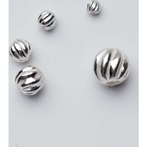 5pcs/lot 925 Sterling Silver Wave Round Spacer Beads 3mm 4mm 5mm 6mm Handmade Decoration Beading Materials DIY Jewelry Making