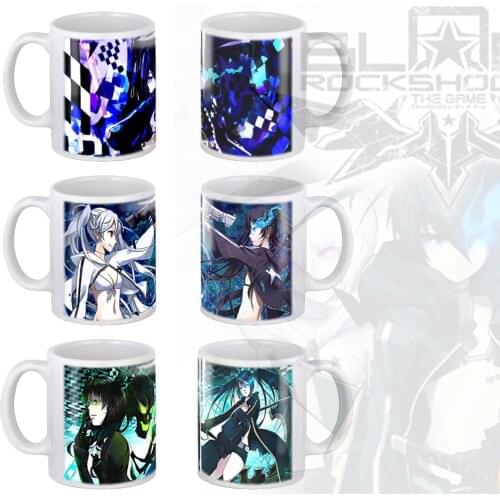 New Black Rock Shooter Mug Lid Spoon 350ml Ceramic Cerative Anime Milk Tea Cups and Coffee Mugs Boy Friends Birthday Gift Mug