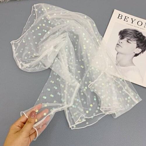 Summer Women Mesh Shirt Long Sleeve Glitter Women Blouses Shirts Sexy Streetwear Fashion Polka Dot Sheer Tops Female Clothing