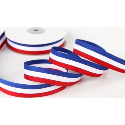 Hot 5M 40mm Red White Blue Fance Strap Grosgrain Ribbon DIY Sewing Cloth Accessories Backpack Straps bow band Ribbon Bias Tape