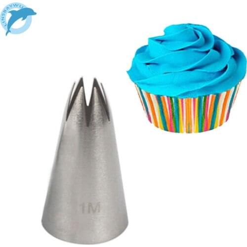 LINSBAYWU 1pc #1M Stainless Steel Piping Icing Nozzle for Cream Cake Decorating Tip Pastry Cake Tools