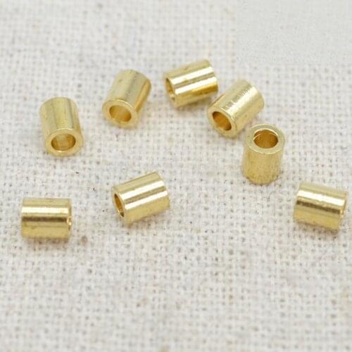 100 PCS 3.5mm*4mm Metal Raw Brass Spacer Beads Tube Beads Hole Beads For Jewelry Making