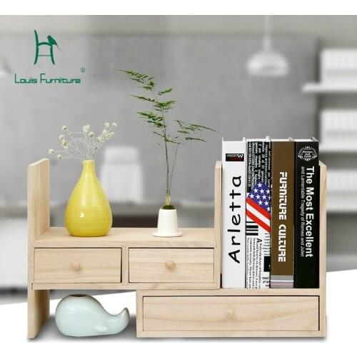 Louis Fashion Bookcases Upper Shelf of Solid Wood Office Desktop Storage Box Table