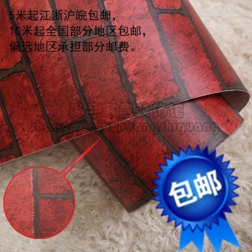 3d stone wallpaper Red brick wallpaper tv background wallpaper self adhesive paper printed mould proof brick wall wallpaper