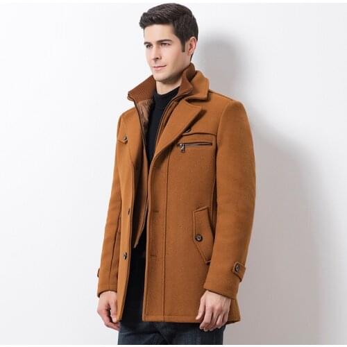 Overcoat Warm Wool Men Fashion Woollen Male Business Thick Casual Autumn Winter Coat Blends Brand Clothing Mens Coat