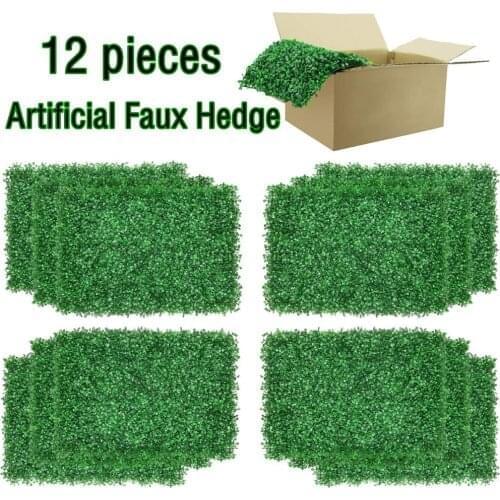 10/12PCS Boxwood Panels Artificial Faux Hedge Plant Outdoor Indoor Use Garden Fence Backyard Home Decor Greenery Walls