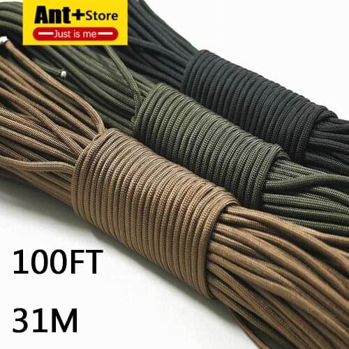 Climbing rope Parachute Cord Lanyard Rope Mil Spec Type III 7 Strand 100FT 31m Climbing Camping survival equipment