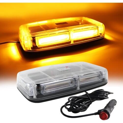 Amber COB LED Car Roof Strobe Flash Warning Light Vehicle Police Flashing Beacon Strobe Emergency Lamp Magnetic Mounted 12V~24V
