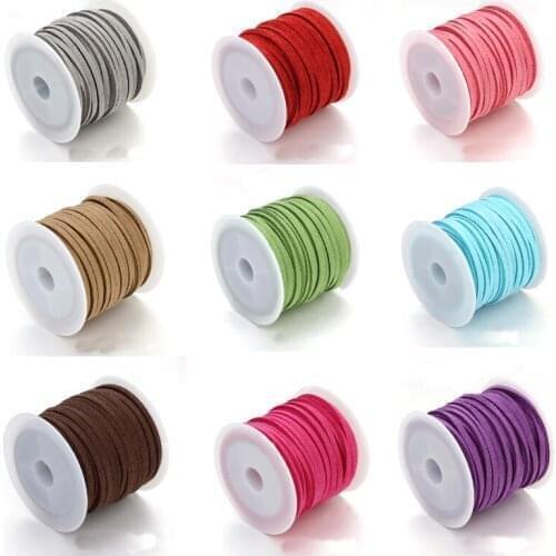 REDJCK 10 Yards\lot 2.8 mm Flat Suede Leather Cord Korean Velvet Thread String Ropes For Handmade DIY Jewelry Making Supplies