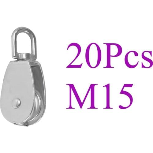 20Pcs Pulleys, Pulley Single Kit In 304 Stainless Steel M15 Pulley Roller Capacity 150kg - Silver 15MM