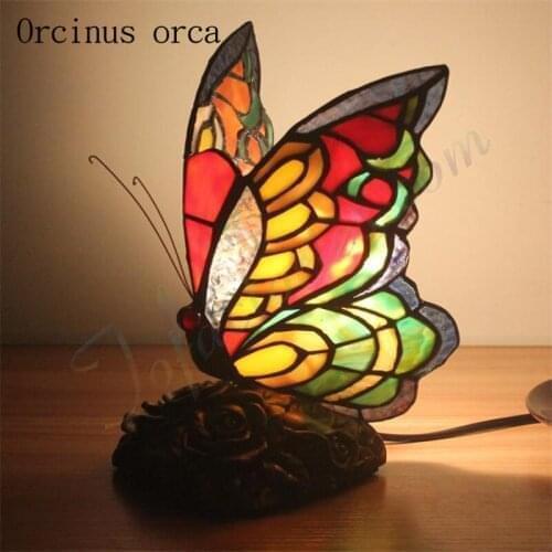 Mediterranean butterfly table lamp dining table bar bedroom bedside night lamp creative butterfly decorative table lamp