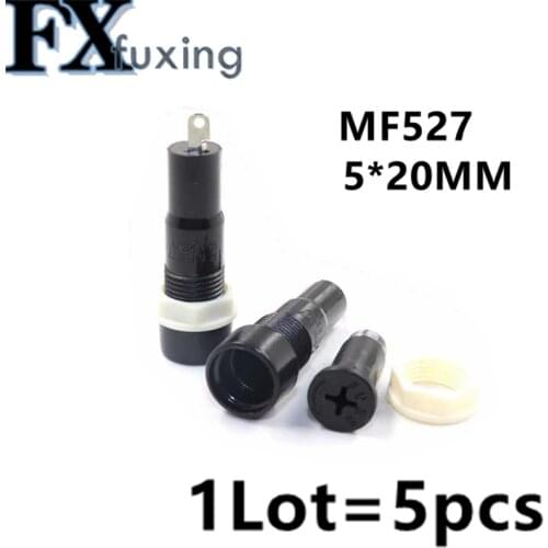 5pcs/lot 5*20mm Glass Fuse Holders 5x20 Black Insurance Tube Socket Fuse holder for 5*20 insurance Panel Mount Fuse Holder Hot