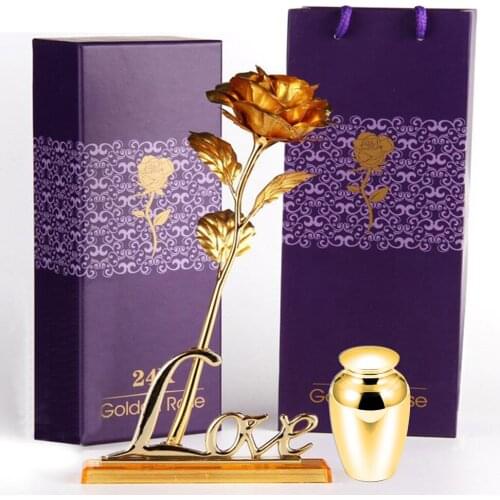 Cremation Urn Rose Flower Frame Stainless Steel Commemorative Cat And Dog Urn Non-Deformable Cremation Jar Containe Souvenir