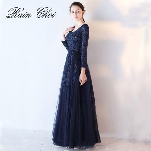 3/4 Sleeves Evening Dress 2020 A Line Formal Prom Gown Long Evening Dresses