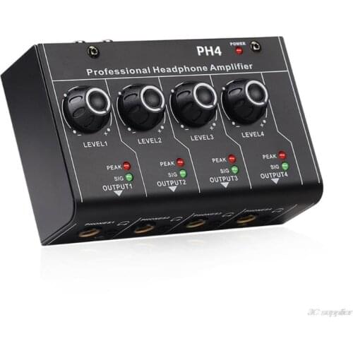 Ultra-Compact 4 Channels Mini Headphone Amplifier 6.35mm/3.5mm Stereo Output