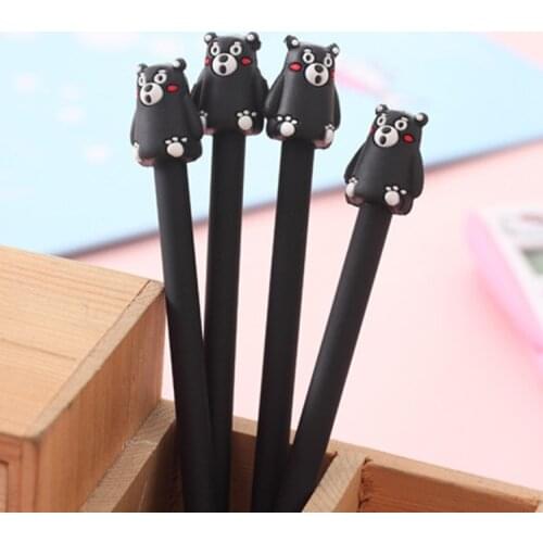 100 pcs hot selling black bear soft gel neutral pen cute black bear pen cute black bear ink pen 0.38 mm black wholesale