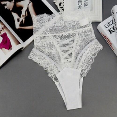 2019 Hot sale hollow out solid high waist Lingerie Knickers Women Ladies Thong Underwear Sexy Lace G-string Briefs Panties