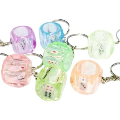 24 Dice-in-dice Transparent Dice with mini dice inside with keychain Kids Birthday Party Favors Joke Gift Toys Home Game toy Use