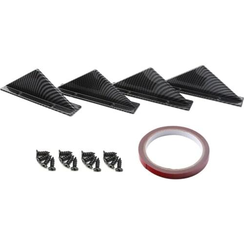 4 PCS Universal Car Rear Bumper Lip Diffuser Triple-cornered Spoiler for Benz Toyota Jeep E90 MK5 A3 Etc