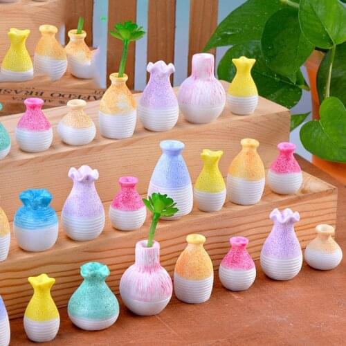 5PCS Mini Flower Vase Pot Bottle Home Ornament Craft Fairy Garden Decor Miniature Dollhouse Cake Decoration DIY Accessories