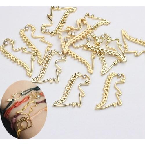 6pcs/lot Zinc Alloy Matte Golden Dinosaur Metal Frame Cartoons Connector Charms For DIY Jewelry Making Finding Accessories