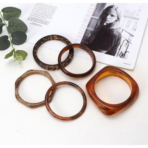 Tortoiseshell Acrylic Bracelet Resin Brown Leopard Mottled Bangle Women Jewelry LX9E