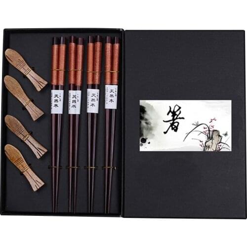 Waasoscon 4 Pairs/lot Bamboo Chopsticks With Chopstick Racks Best Selling Tableware Japanese Chopsticks Set Palillos Japoneses