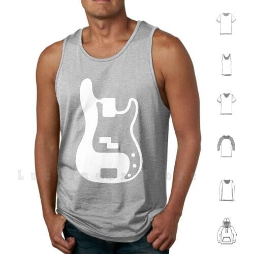 Minimal Bass-Precision Bass ( White ) Tank Tops Vest 100% Cotton Bass Guitar Bass Guitar Squier P Bass Precision Music