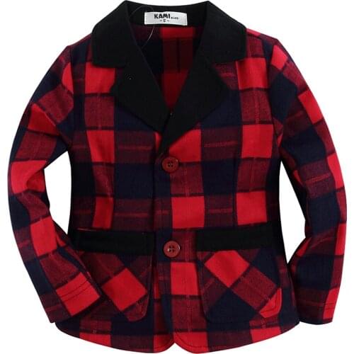 New arrival red plaid woven flannel cotton 100% toddler boy blazer BB151203B