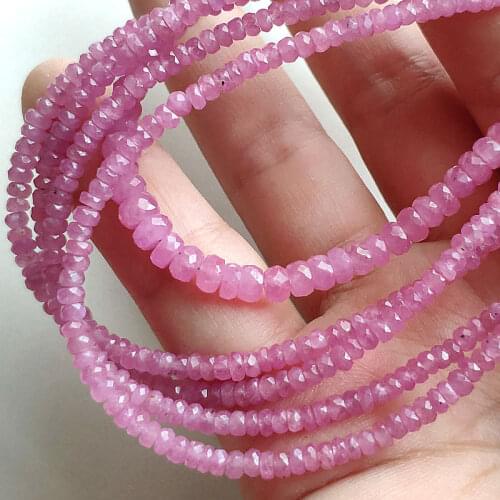 Icnway 16cm Natural Pink Sapphire 2.8-4mm Faceted Roundel Gemstone Beads Diy Jewelry Accessorie Necklace Bracelet Earrings